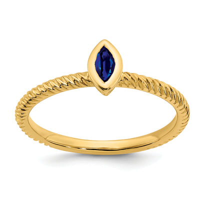 14K Yellow Gold Marquise Bezel Sapphire Ring