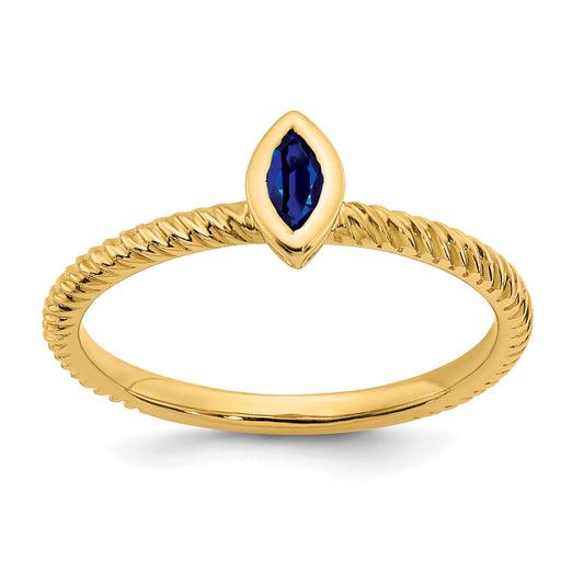 14K Yellow Gold Marquise Bezel Sapphire Ring