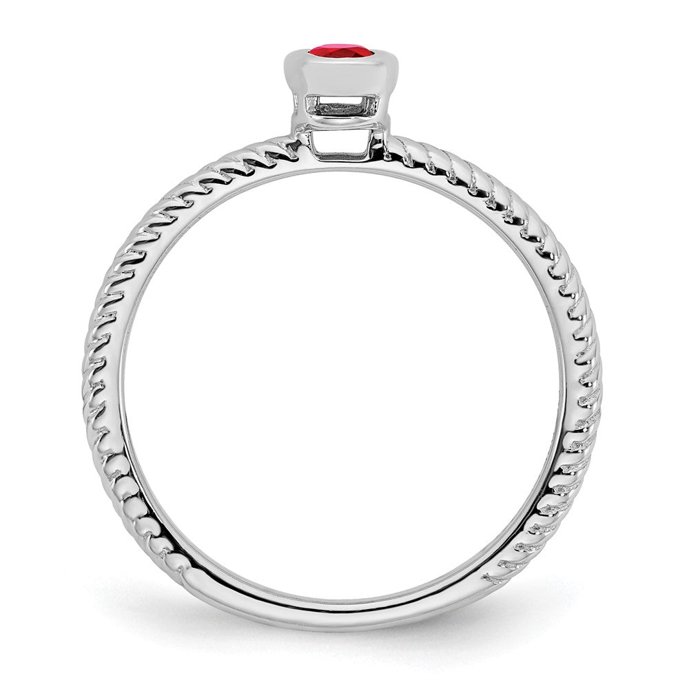 14k White Gold Oval Bezel Ruby Ring