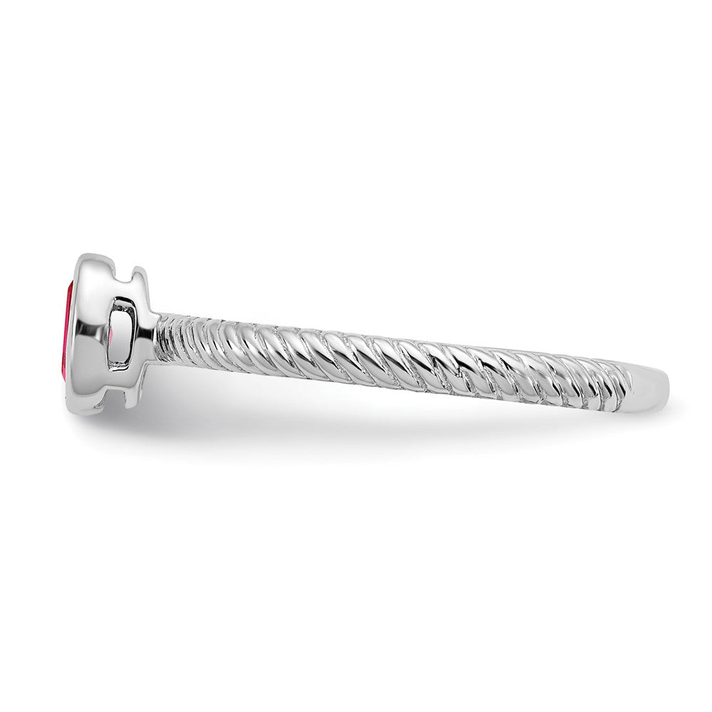 14k White Gold Oval Bezel Ruby Ring