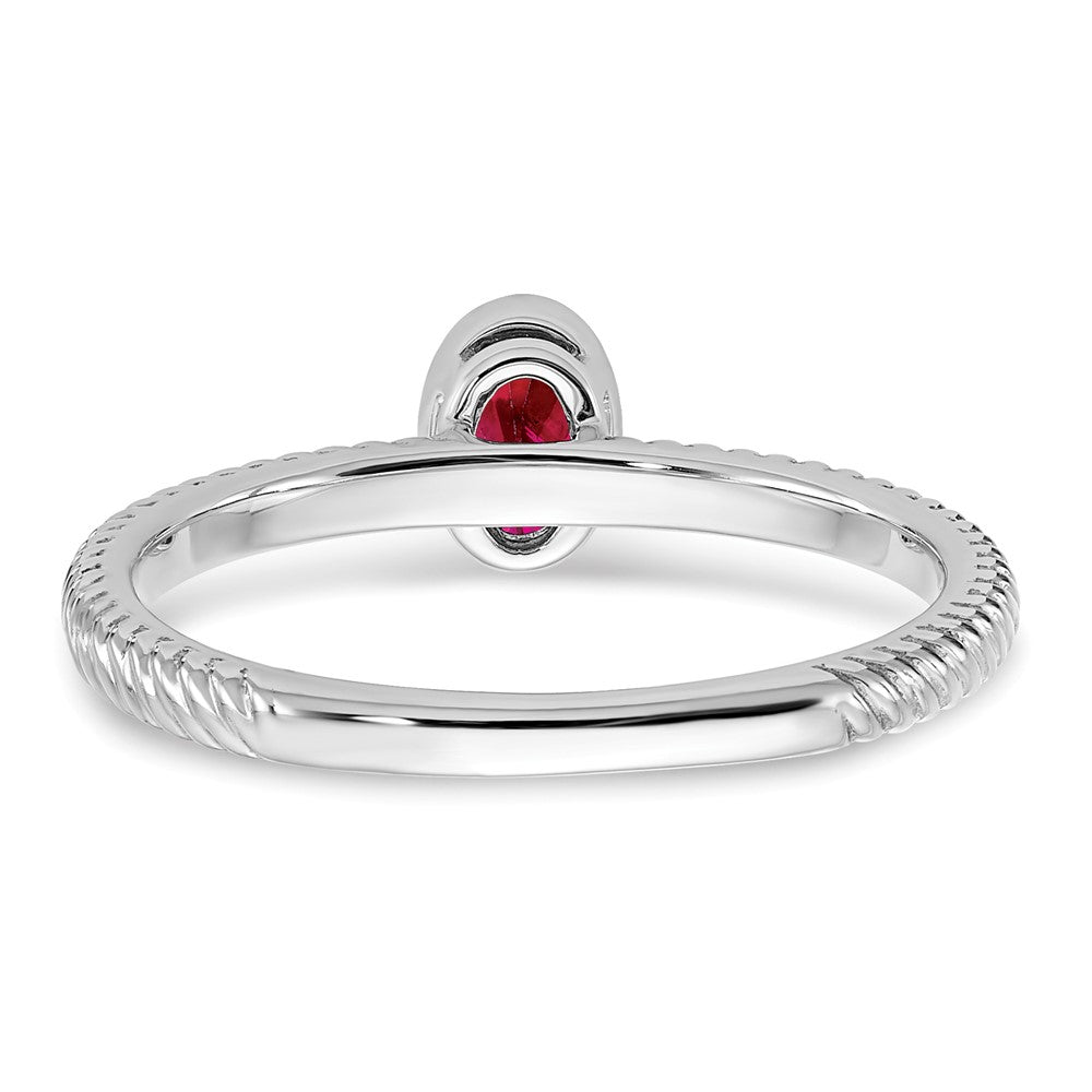 14k White Gold Oval Bezel Ruby Ring