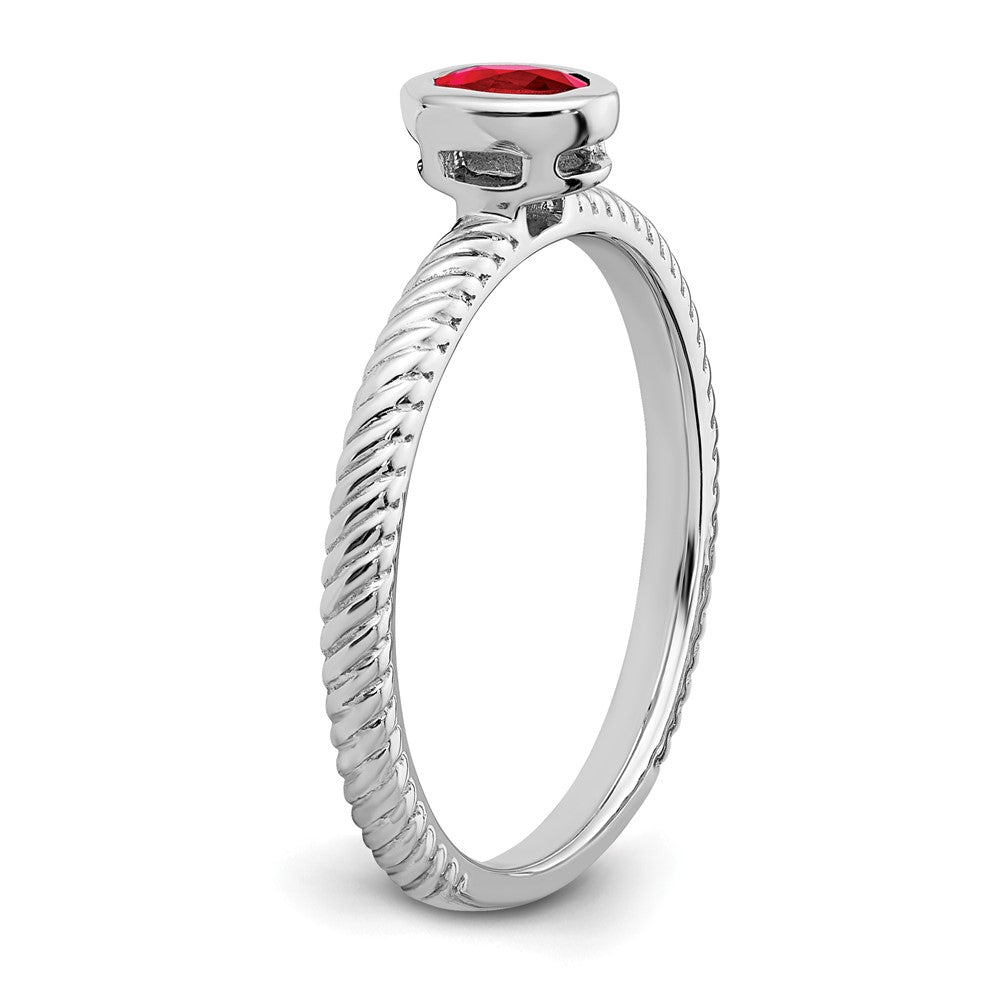 14k White Gold Oval Bezel Ruby Ring