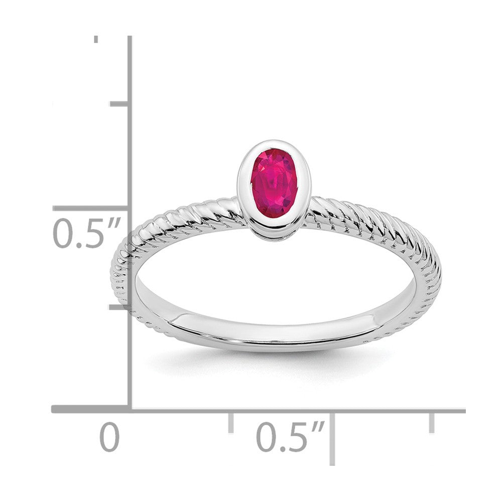 14k White Gold Oval Bezel Ruby Ring