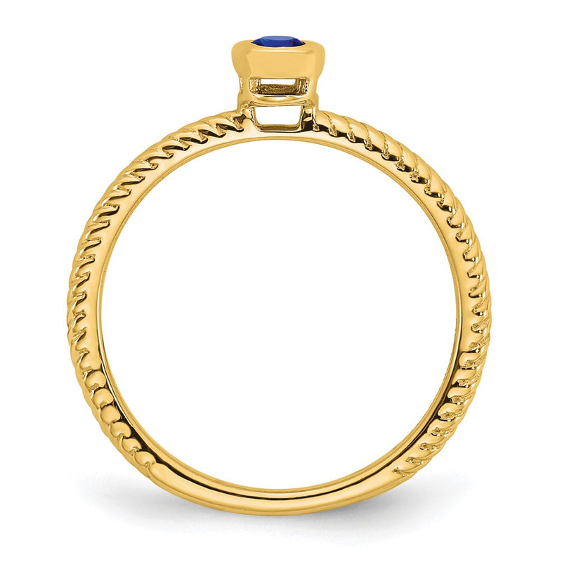 14K Yellow Gold Oval Bezel Sapphire Ring