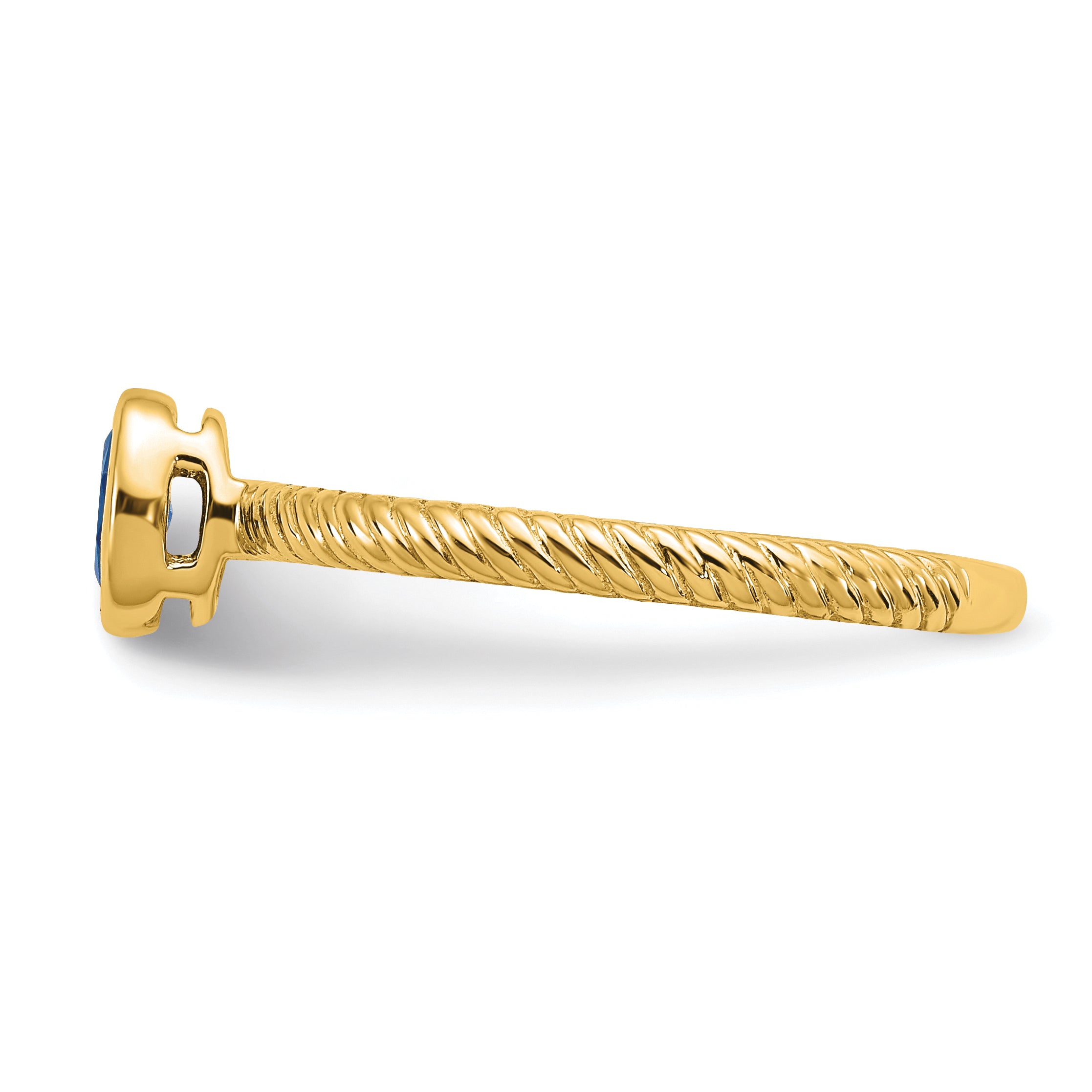 14K Yellow Gold Oval Bezel Sapphire Ring