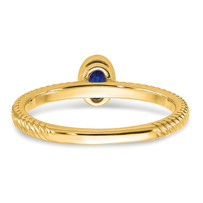 14K Yellow Gold Oval Bezel Sapphire Ring