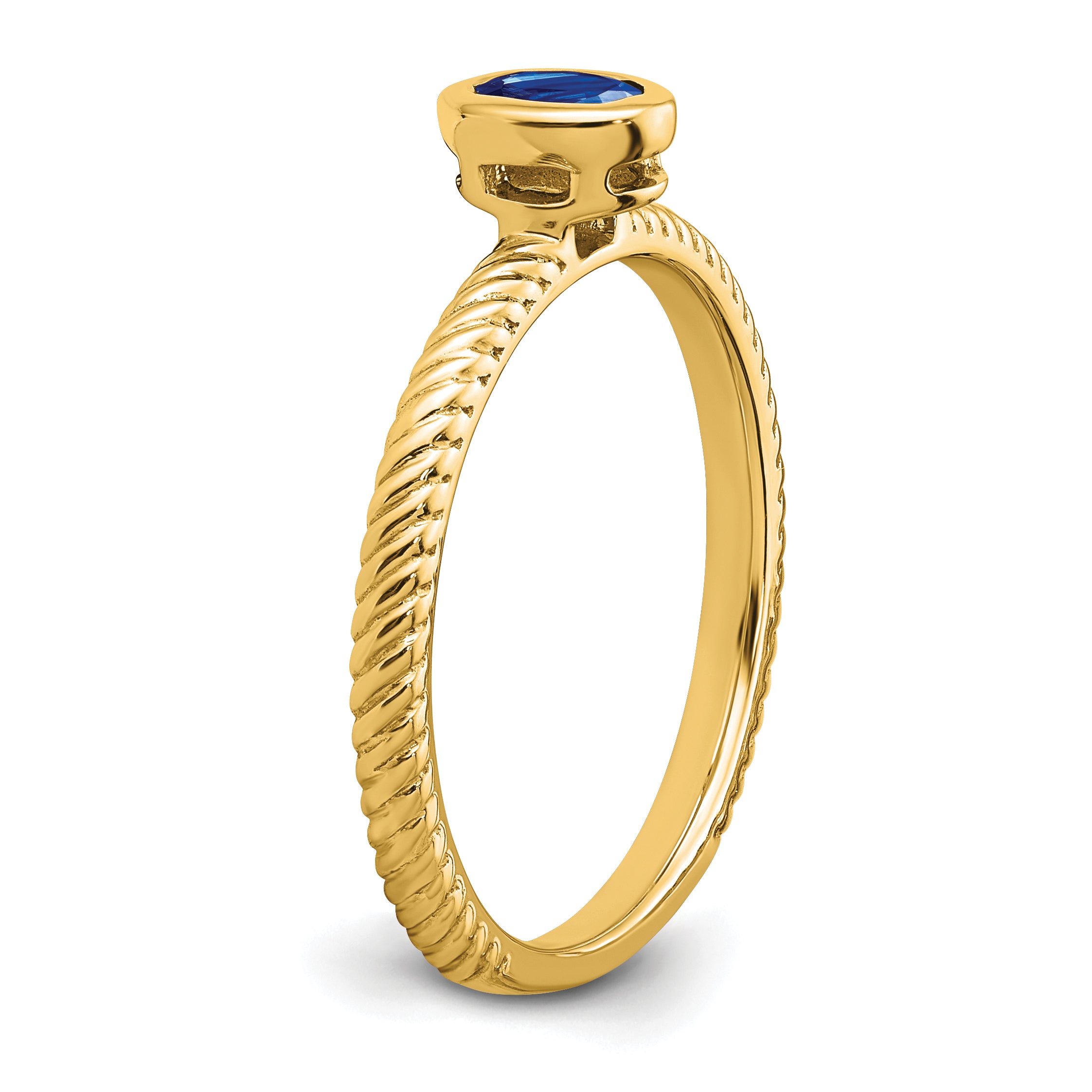 14K Yellow Gold Oval Bezel Sapphire Ring