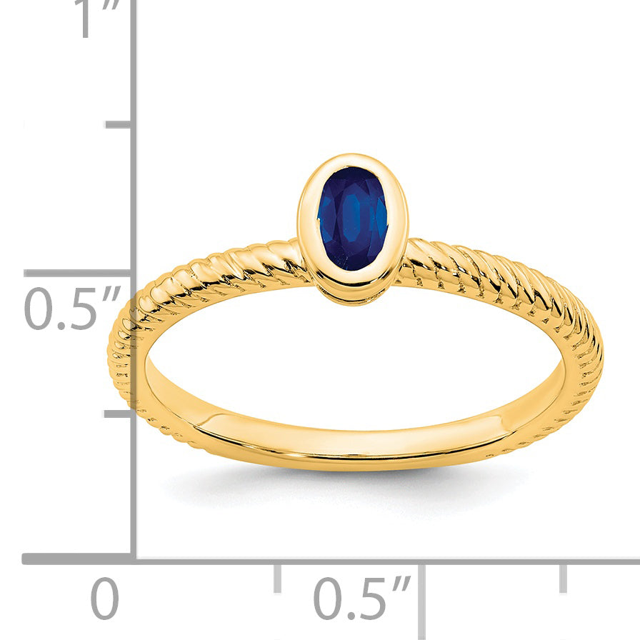 14K Yellow Gold Oval Bezel Sapphire Ring
