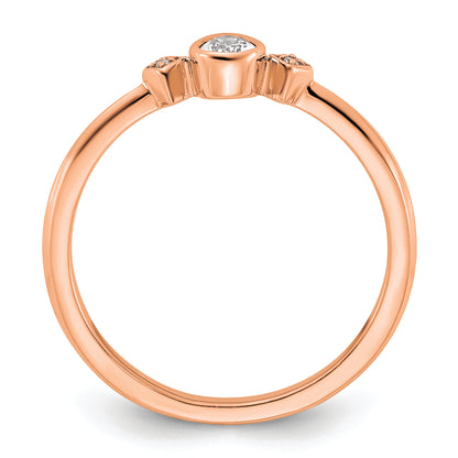 14K Rose Gold Petite 3 Stone 1/15 Carat Pear Diamond Complete Promise/Engagement Ring