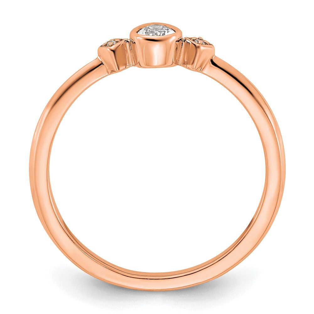 14K Rose Gold Petite 3 Stone 1/15 Carat Pear Diamond Complete Promise/Engagement Ring