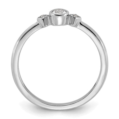 14K White Gold Petite 3-Stone 1/15 carat Pear Diamond Complete Promise/Engagement Ring