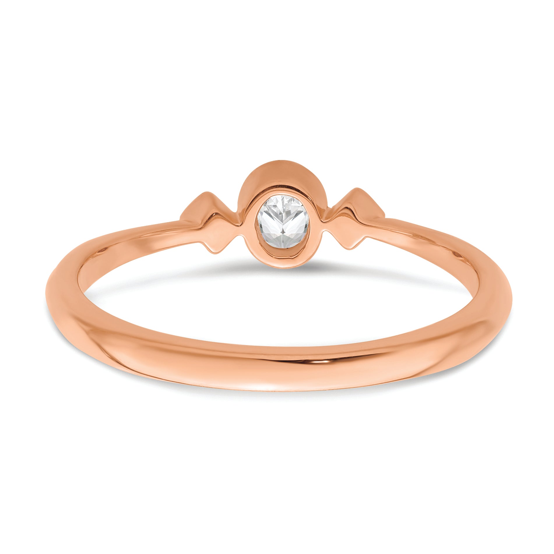 14K Rose Gold Petite 3 Stone 1/15 Carat Oval Diamond Complete Promise/Engagement Ring