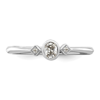 14K White Gold Petite 3-Stone 1/15 carat Oval Diamond Complete Promise/Engagement Ring