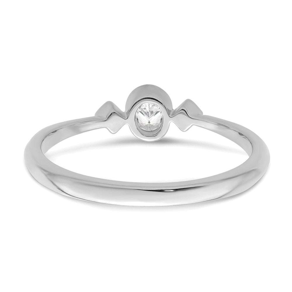 14K White Gold Petite 3-Stone 1/15 carat Oval Diamond Complete Promise/Engagement Ring