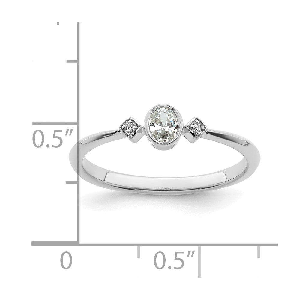 14K White Gold Petite 3-Stone 1/15 carat Oval Diamond Complete Promise/Engagement Ring