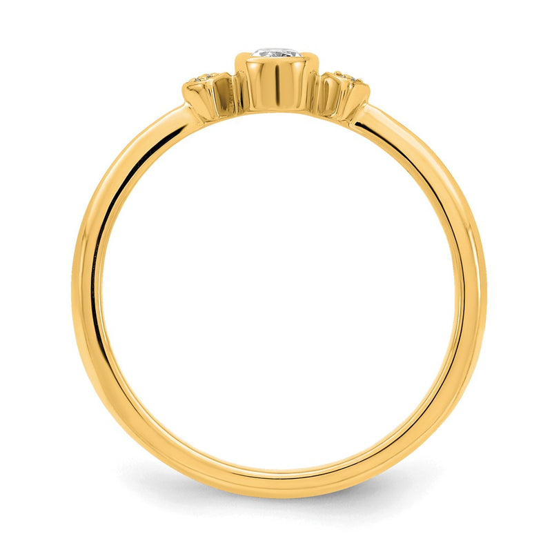 14K Yellow Gold Petite 3-Stone 1/15 carat Oval Diamond Complete Promise/Engagement Ring