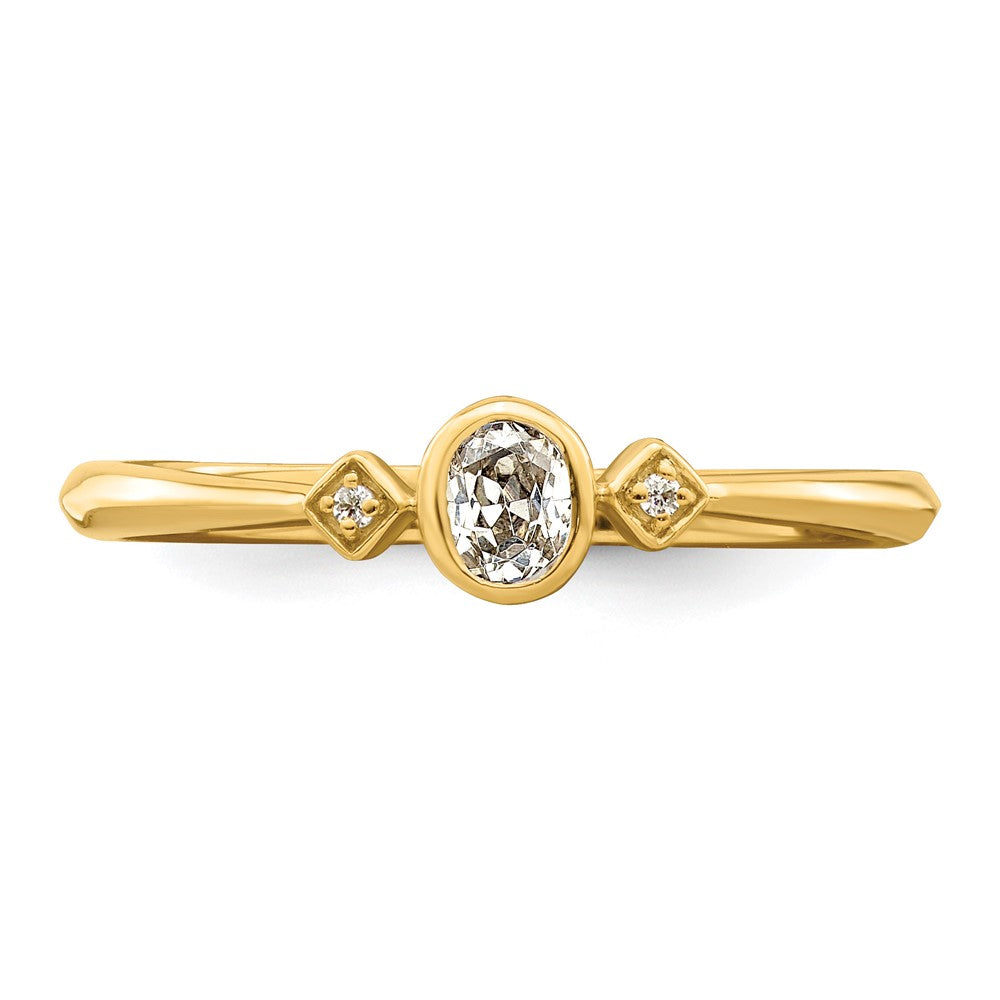 14K Yellow Gold Petite 3-Stone 1/15 carat Oval Diamond Complete Promise/Engagement Ring