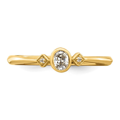 14K Yellow Gold Petite 3-Stone 1/15 carat Oval Diamond Complete Promise/Engagement Ring