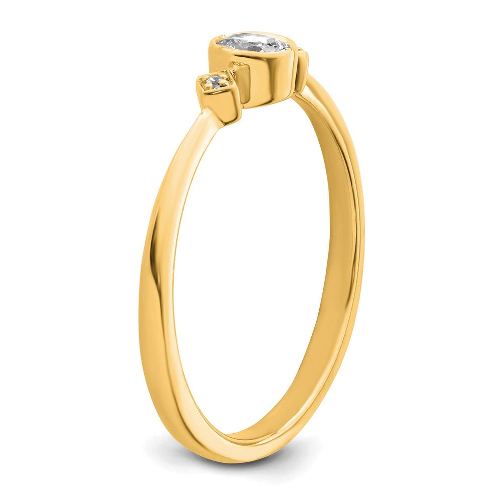 14K Yellow Gold Petite 3-Stone 1/15 carat Oval Diamond Complete Promise/Engagement Ring