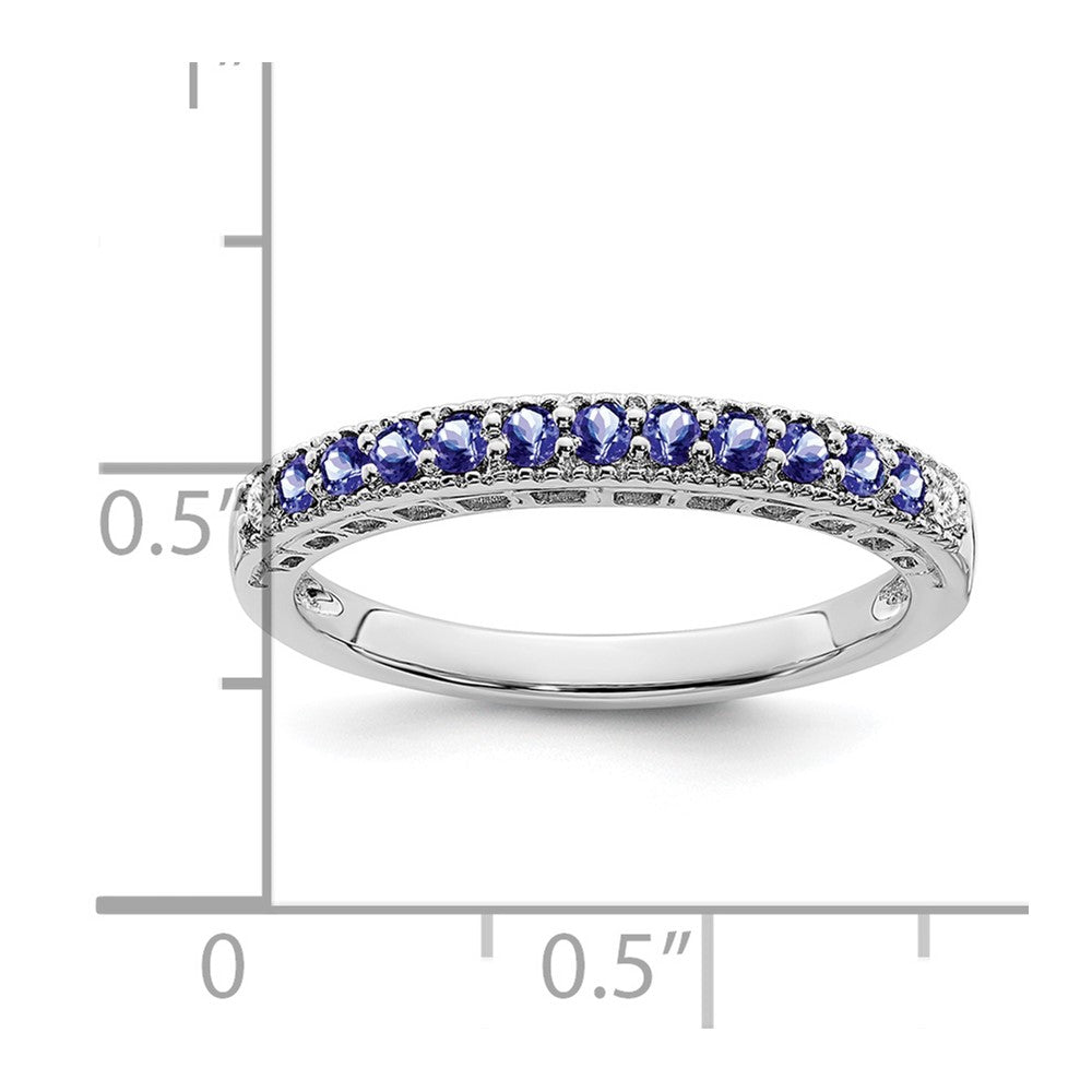 14K White Gold Tanzanite And Diamond Band