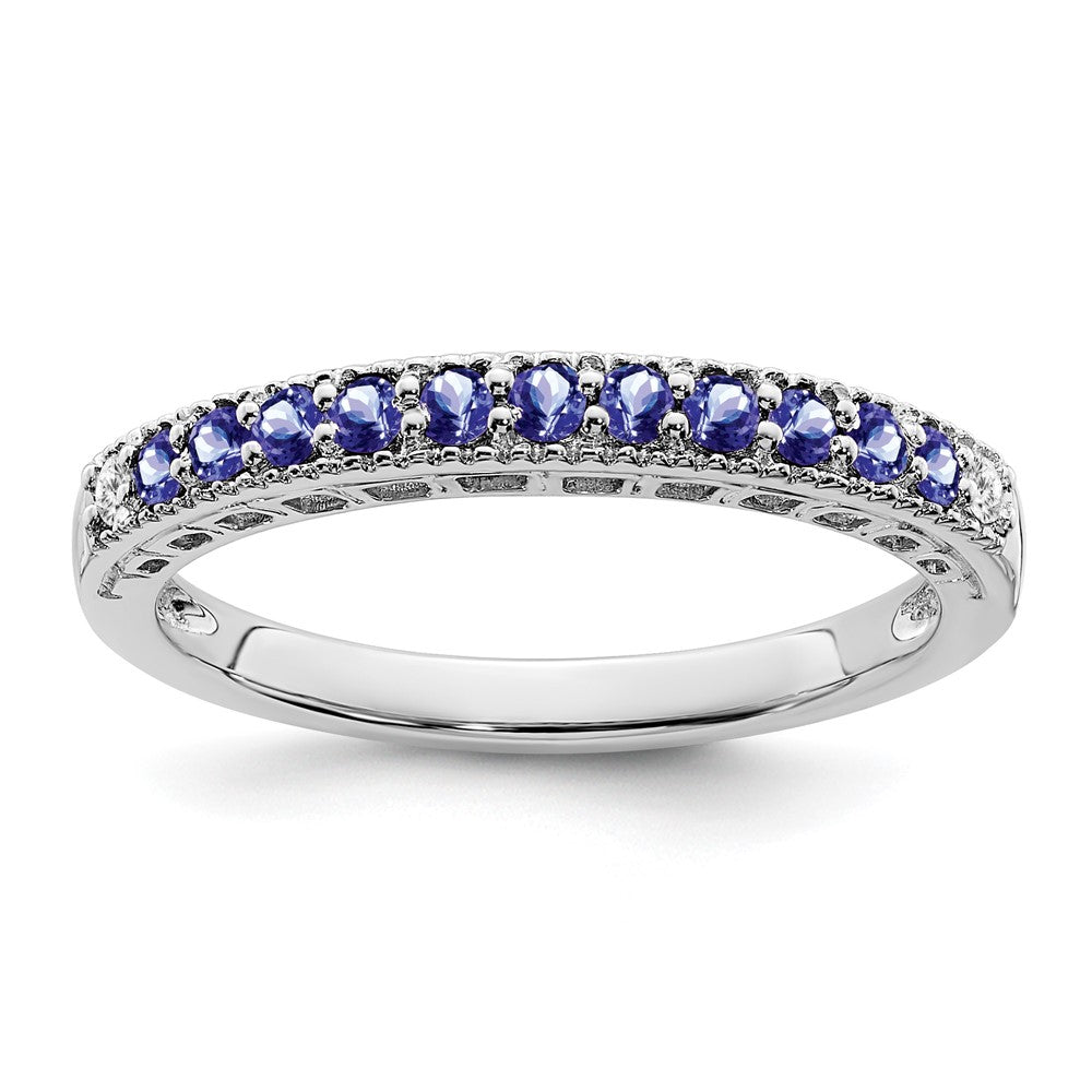 14K White Gold Tanzanite And Diamond Band