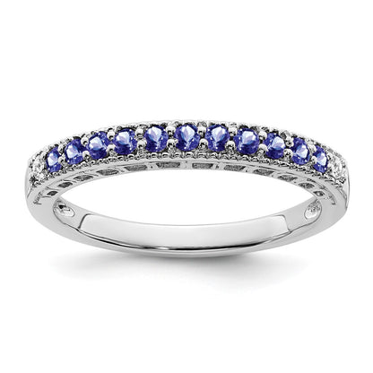 14K White Gold Tanzanite And Diamond Band