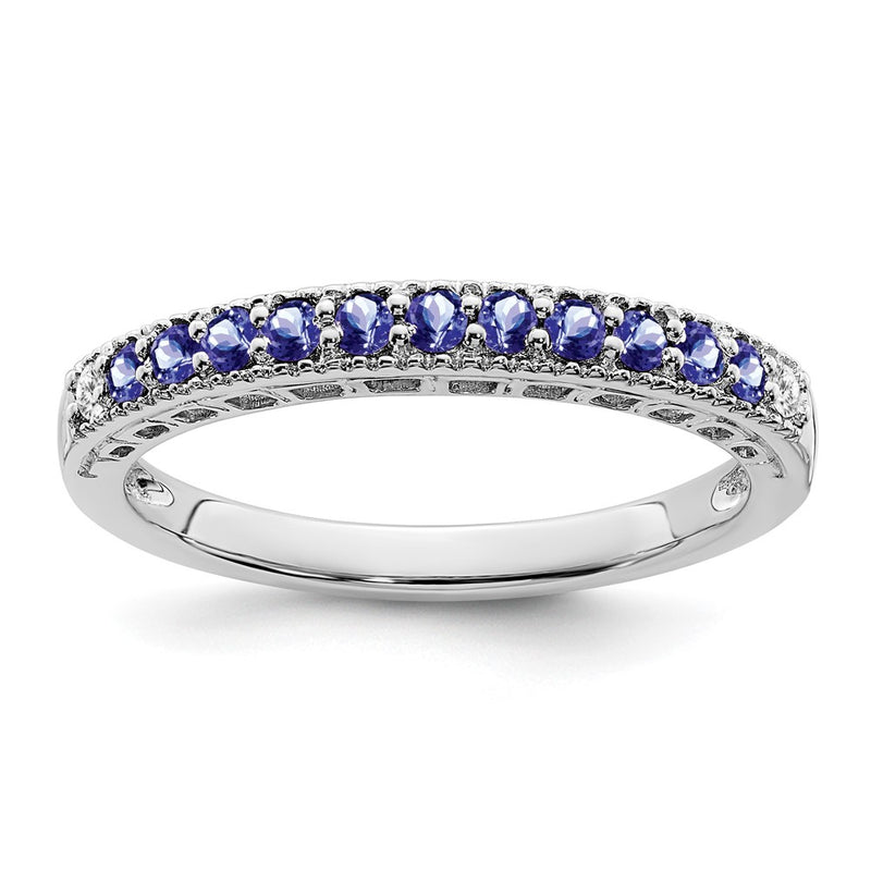 14K White Gold Tanzanite And Diamond Band