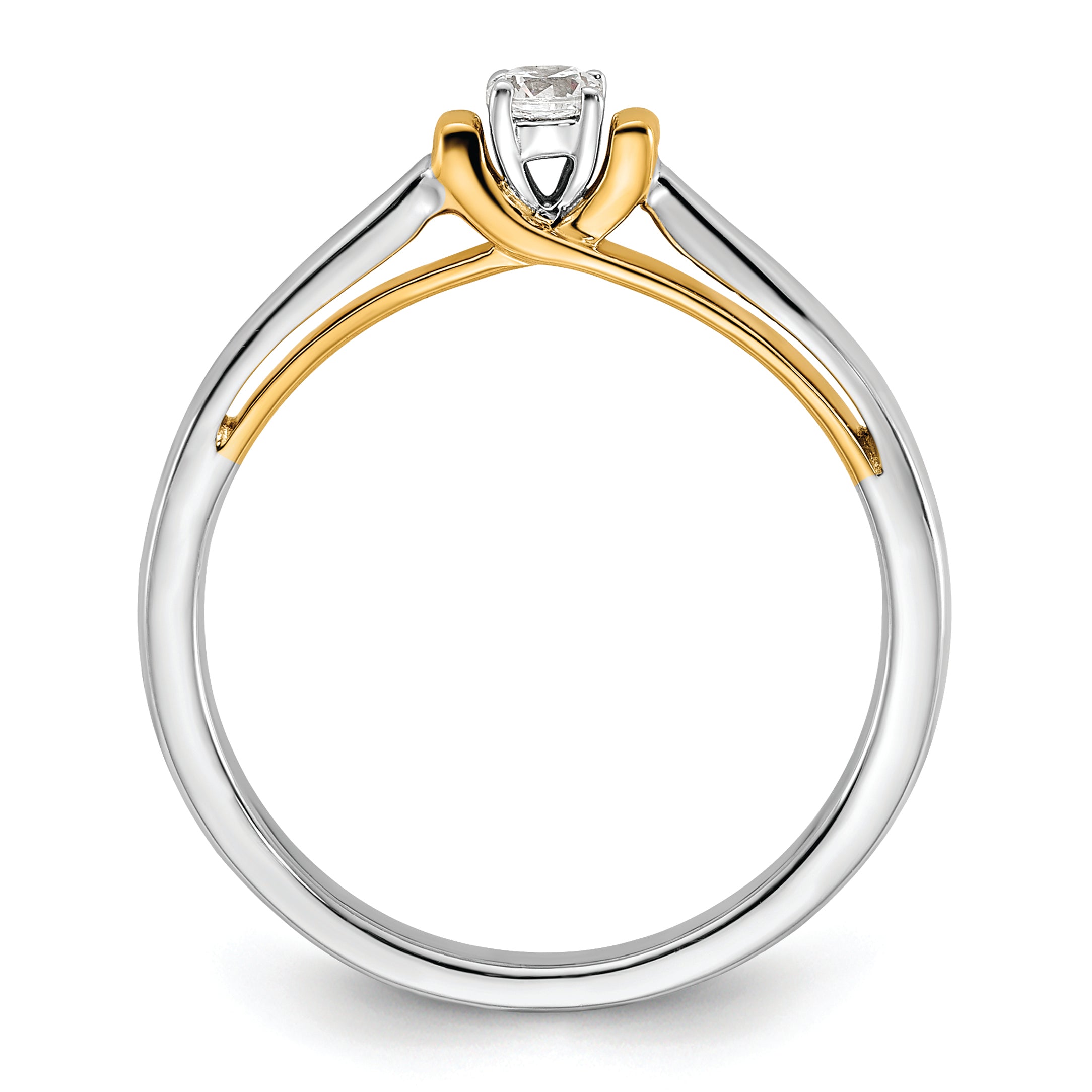 14K Two Tone First Promise 1/10 Carat Round Diamond Complete Promise/Engagement Ring