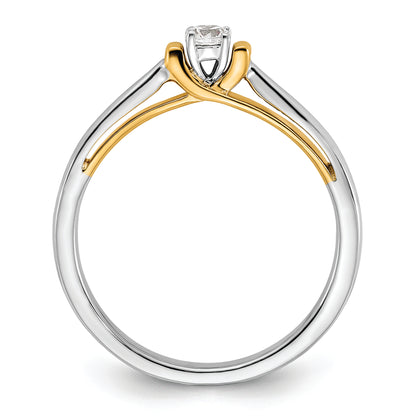 14K Two Tone First Promise 1/10 Carat Round Diamond Complete Promise/Engagement Ring