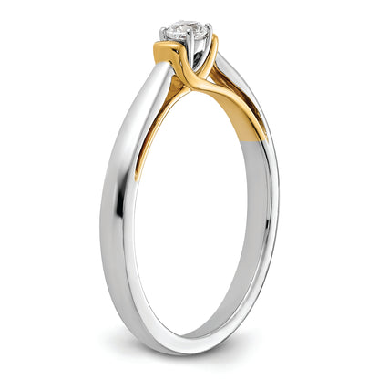 14K Two Tone First Promise 1/10 Carat Round Diamond Complete Promise/Engagement Ring