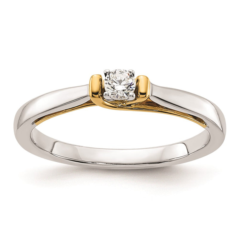 14K Two Tone First Promise 1/10 Carat Round Diamond Complete Promise/Engagement Ring