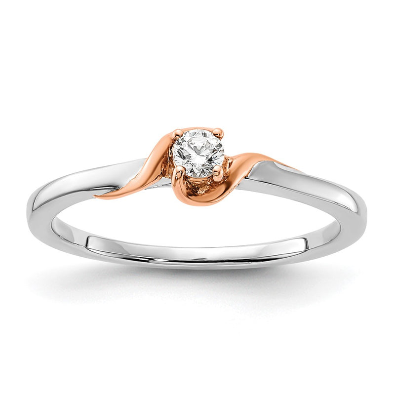 14K White/Rose Gold First Promise White And Rose 1/10 Carat Round Diamond Complete Promise/Engagement Ring