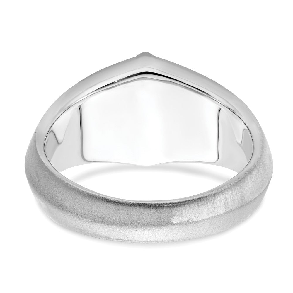 14k White Gold Onyx and Real Diamond Mens Ring