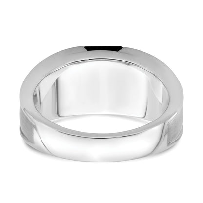 14k White Gold Onyx and Real Diamond Mens Ring