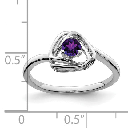 Solid 14k White Gold Simulated Amethyst Triangle Ring