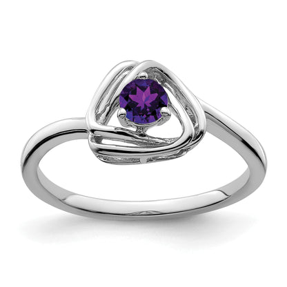 Solid 14k White Gold Simulated Amethyst Triangle Ring
