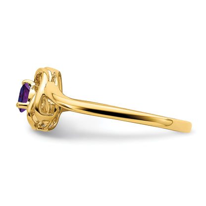 Solid 14k Yellow Gold Simulated Amethyst Triangle Ring