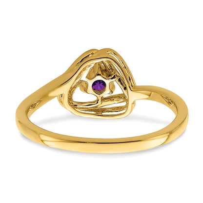 Solid 14k Yellow Gold Simulated Amethyst Triangle Ring