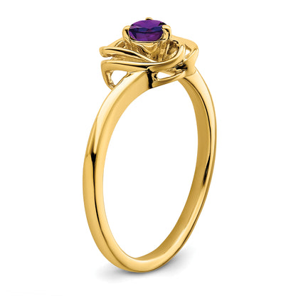 Solid 14k Yellow Gold Simulated Amethyst Triangle Ring