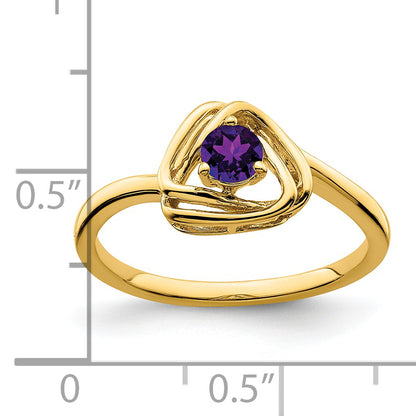 Solid 14k Yellow Gold Simulated Amethyst Triangle Ring