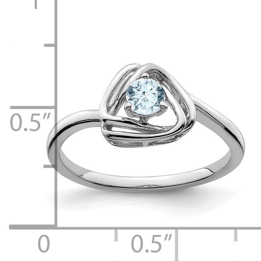 Solid 14k White Gold Simulated Aquamarine Triangle Ring