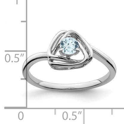 Solid 14k White Gold Simulated Aquamarine Triangle Ring