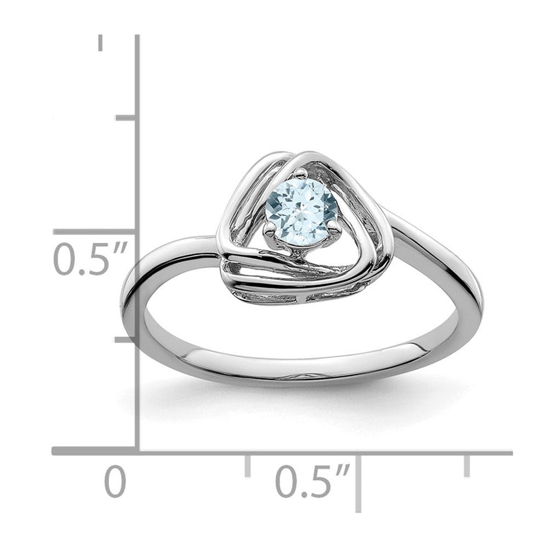 Solid 14k White Gold Simulated Aquamarine Triangle Ring