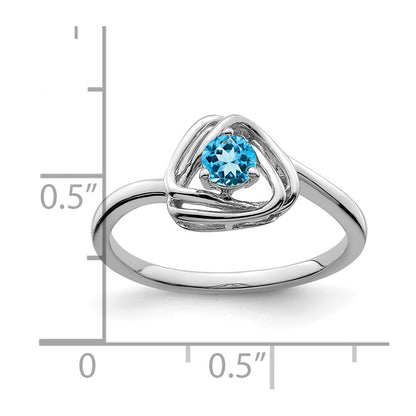 14k White Gold Blue Topaz Triangle Ring
