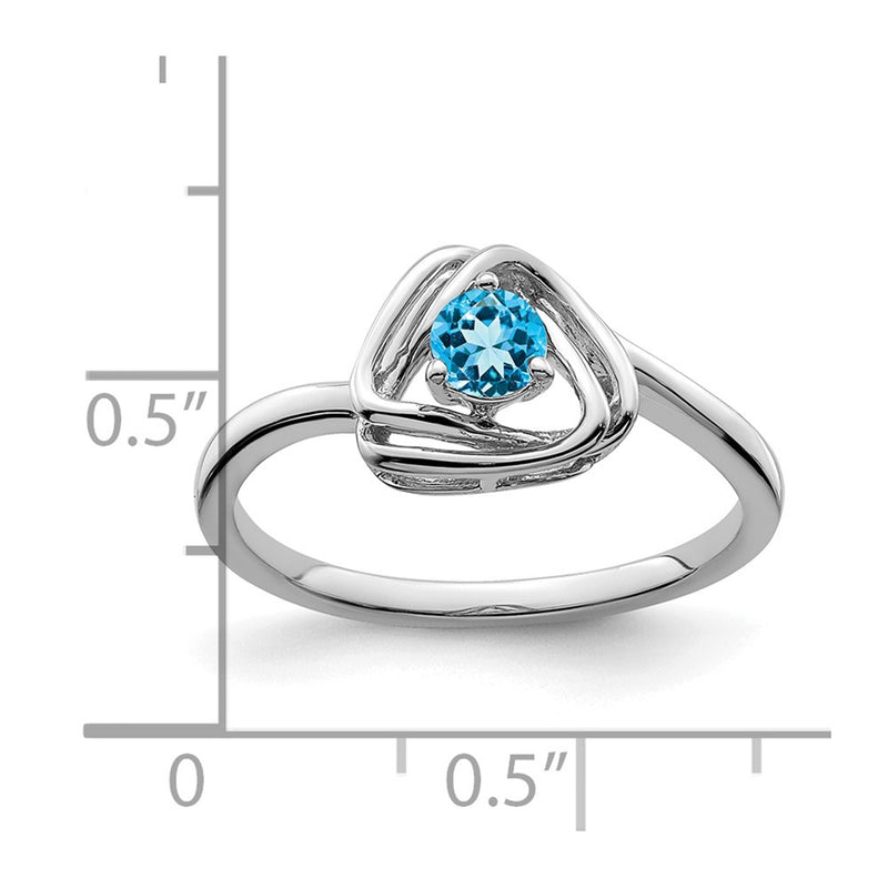 14k White Gold Blue Topaz Triangle Ring