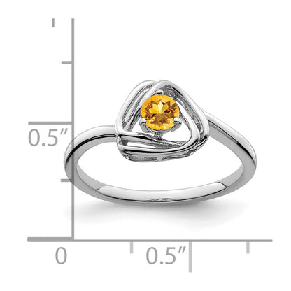 Solid 14k White Gold Simulated Citrine Triangle Ring