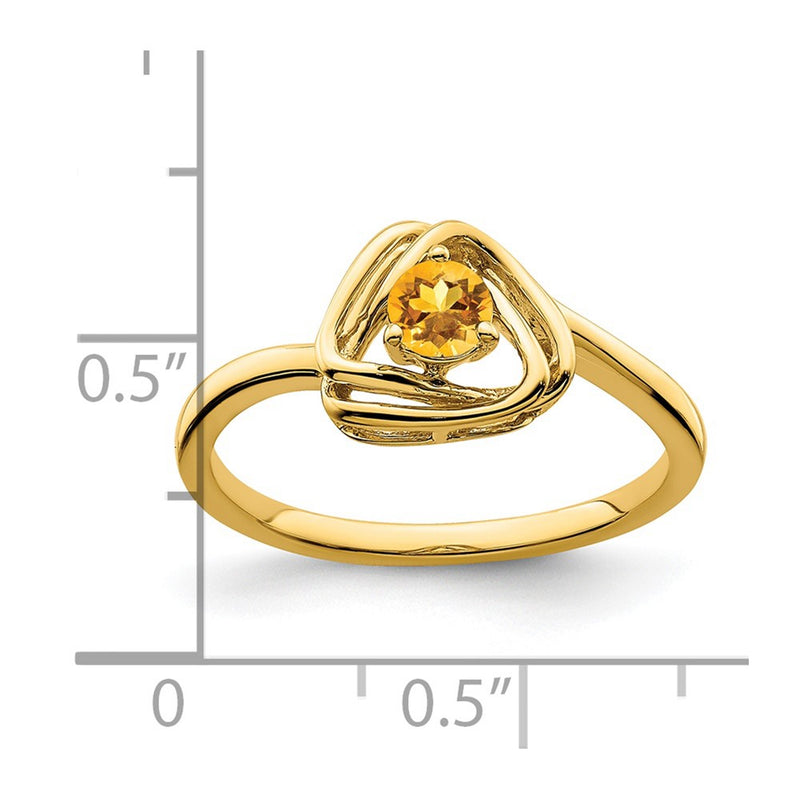 14K Yellow Gold Citrine Triangle Ring