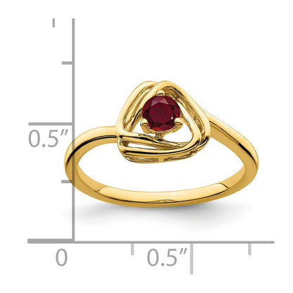 14K Yellow Gold Created Ruby Triangle Ring