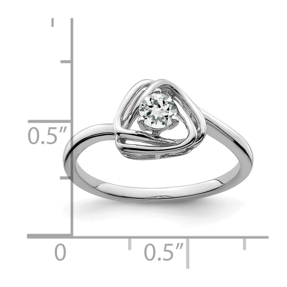 Solid 14k White Gold Topaz Triangle Ring