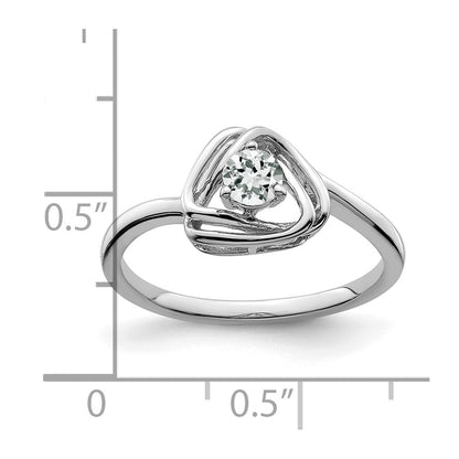 Solid 14k White Gold Topaz Triangle Ring